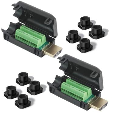 Imagem de Jienk Conector rápido macho HDMI sem solda, terminal de porta sem solda placa conector de fuga com acessórios da capa (pacote com 2)
