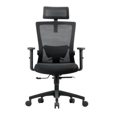 Imagem de Cadeira de Escritório Ergonômica Tasker até 120kg, Encosto em Tela Mesh, Apoio Lombar e de Cabeça Ajustáveis, Assento Confortável Anti-Deformação, Braços Ajustáveis 1D - Preta
