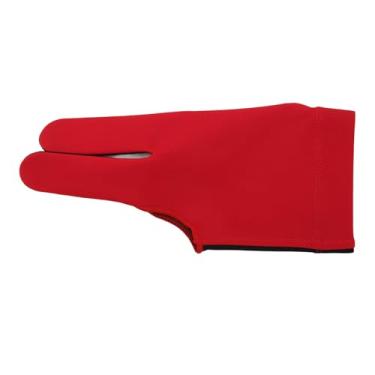 Imagem de Luva de Piscina Mão Esquerda, Luva de Bilhar Tamanho Médio Unissex Masculino Feminino Fibra de Poliuretano Três Dedos Luva de Piscina para Atiradores de Bilhar (Vermelho)