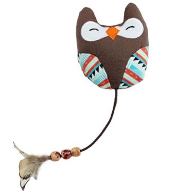 Imagem de Brinquedo interativo de animais fofos para gatos com mordidas de penas e arranhões resistente a arranhões 27,2 cm para gatos em ambientes internos (coruja)