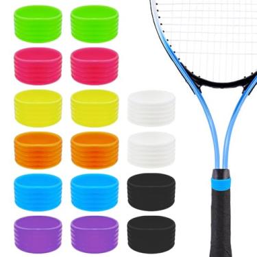 Imagem de Arvintas 16 peças de faixas de aderência para raquete de pickleball, raquete de tênis segura a aderência, anel de silicone de borracha para raquete de squash, raquete, cabo de taco de beisebol