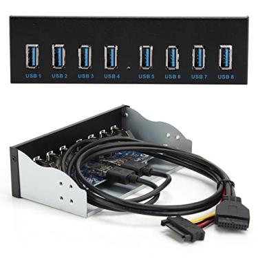 Imagem de LOCADENCE Painel frontal de extensão, USB 3.0 8 portas HUB painel de unidade óptica cabo de 19 pinos adiciona potência aprimorada SATA capa de computador compartimento frontal para computador PC
