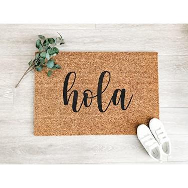Imagem de Hola Script Capacho de boas-vindas tapete fofo para decoração de varanda frontal presente de inauguração de casa, tapete de porta engraçado, capacho fofo, tapete de porta de banheiro, tapete de