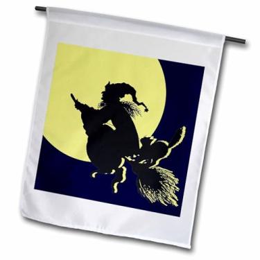 Imagem de 3dRose fl_23445_1 Bandeira de jardim bruxa na vassoura contra a lua, 30 x 45 cm