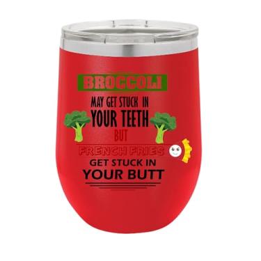 Imagem de Copo de vinho de brócolis, brócolis pode ficar preso em seus dentes, copo de vinho de aço inoxidável de 340 g, presentes para ele, para ela, para meninos, para meninas, aniversário, ideia de presente