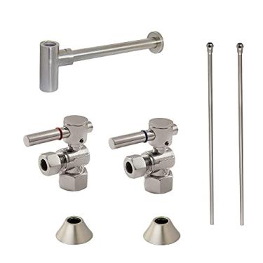 Imagem de Kingston Brass CC43108DLLKB30 Kit de acabamento de pia de encanamento contemporâneo com armadilha P para lavatório e cozinha, níquel acetinado