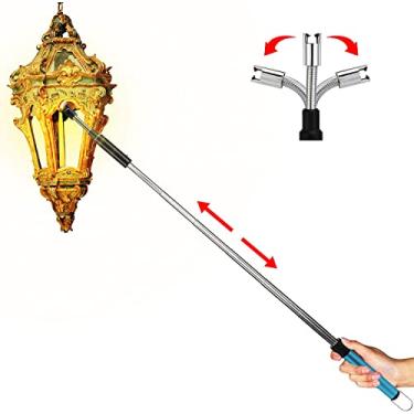 Imagem de QIJOAC Isqueiro Elétrico Longo, Comprimento Retrátil(11,4 Pol.-27,55 Pol.), Porta de Ignição Pode Ser Girada 360°, Isqueiro Eletrônico Sem Chama, Isqueiro Longo À Prova de Vento E Intempéries para Coz