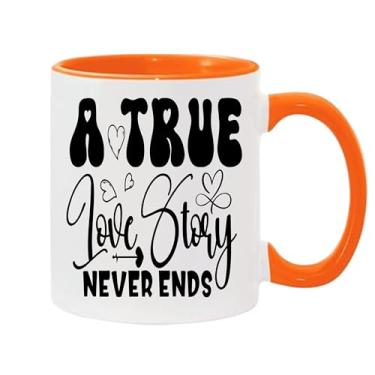 Imagem de SpreadPassion Caneca de café A True Love Story Never Ends, presente para namorado e namorada, presente de dia dos namorados, presente para marido e esposa, ideia de presente de dia dos namorados