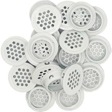 Imagem de NIDETION Saída de ar redonda de 29 mm / 1,14 polegadas, ventilação circular de soffit, grelha de orifício de malha de aço inoxidável, para cozinha, banheiro, armário e guarda-roupa, branco, plano, 50