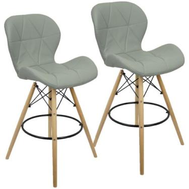 Imagem de Kit 2 Banquetas Slim Eiffel Wood Estofada - Lianto Decor, Cinza