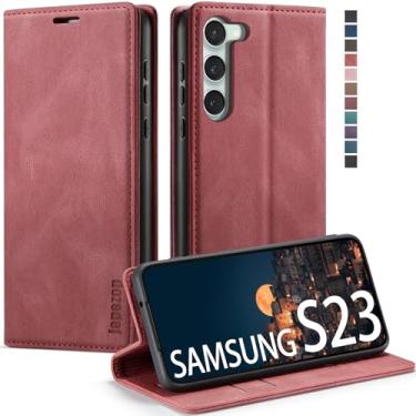 Imagem de Capa para Samsung Galaxy S23 5G, capa carteira para Samsung Galaxy S23 5G com [bloqueio RFID] suporte para cartão magnético, capa carteira flip de couro para Samsung Galaxy S23 5G 6,1 polegadas (vermelha)