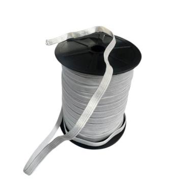 Imagem de Kit 6 Elástico cor Branco chato Nº12 (7mm) de 50m p/ costura - Monitex