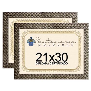 Imagem de Kit 2 Molduras Diploma A4 21x30 3cm Relevo Prateado - Santamaria Moldu
