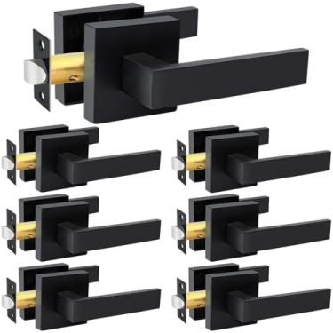 Imagem de Maçaneta de porta quadrada com trava de fecho, maçanetas de passagem sem chave, armário de corredor interno, preto (7)