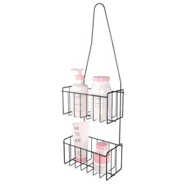 Imagem de Suporte Porta Shampoo Suspenso 2 Andares Sem Furos Box Banheiro - Plia