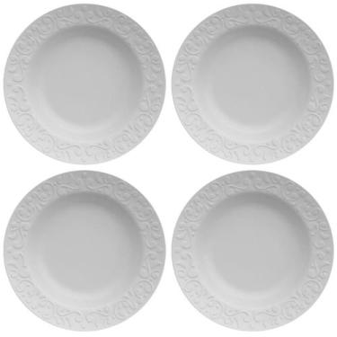 Imagem de Jogo 4 Pratos Fundos Redondos 23,5cm em Porcelana com Relevo Tassel Ge