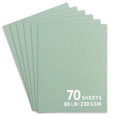 Imagem de 70 folhas de papel cartolina verde sálvia, cartolina de 8,5 x 11 para Cricut, papel de construção grosso para fazer cartões, álbuns, artesanato 40,8 kg / 250 g/m²