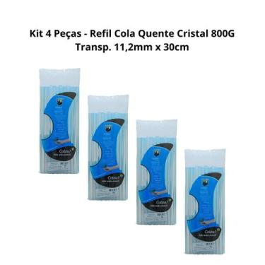 Imagem de Kit c/4 unid. Bastão Cola Quente Cristal 11,2mmX30cm - 800g - Rendicol