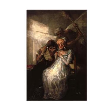 Imagem de Arte de parede Francisco Goya, The Witches' Sabbath, impressão em tela famosa reprodução de pinturas a óleo abstratas imagem de arte emoldurada para decoração de casa pôster de 75 x 50 cm (30 x 20
