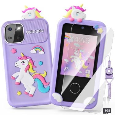 Imagem de Kids Smart Phone Toys for Girls,Unicorn Gift Toys for Girls Ages 3-9 Christmas Birthday Gifts Mini Smart Phone Toys with 2.8" Touchscreen 16 Learning Games Dual Camera Music Player, 8G SD Card Purple
