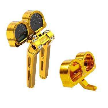 Imagem de POWER JAMES Elevadores de guidão dourados dourados de 25,4 cm com suporte de instrumento superior para Harley Davidson 2015-2024 Road Glide CVO ST Special CUSTOM com área de fixação de 2,5 cm