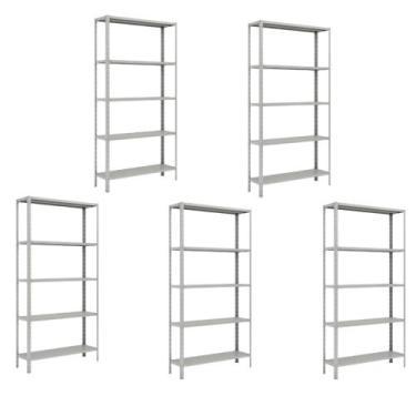 Imagem de Kit 5 Estantes Aço 5 Prateleiras para Depósito Escritório e Garagem - 