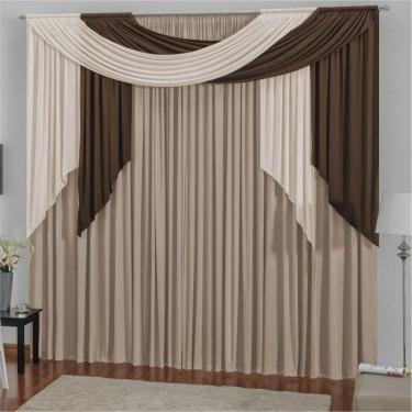 Imagem de Cortina p/ Varão Duplo 3,00m x 2,80m Alana Avelã - Bordados Ricardo