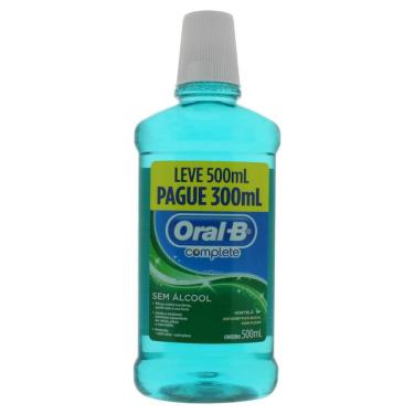 Imagem de Enxaguante Bucal Antisséptico Zero Álcool Hortelã Oral-B Complete Leve 500ml Pague 300ml