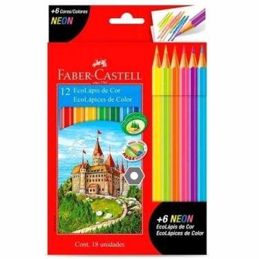 Imagem de Lápis de Cor Sextavado EcoLápis 12 cores + 6 Neon - Faber Castell