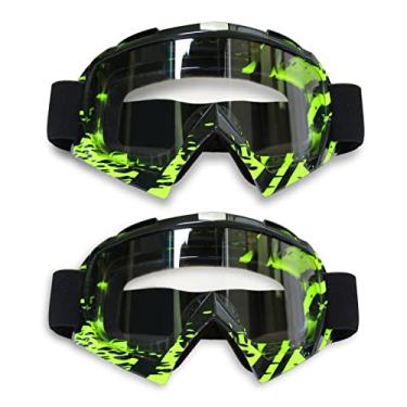 Imagem de ZukMi Dirt Bike Goggles ATV Motocross Óculos MX Off Road Óculos para homens mulheres adultos jovens montando corrida (armação verde + lente transparente)