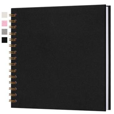 Imagem de Hiwhy Álbum De Fotos Diy 7X7 Polegadas, Capa Linho, Dura, Páginas Brancas, 20 Folhas, Pequeno Memórias, Preto