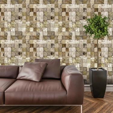 Imagem de Papel de Parede Adesivo Bloco 3d Pedra Lavável  Sala  Quarto Cozinha 3 metros