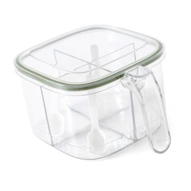 Imagem de Caixa Organizadora de Temperos Multifuncional Akozon Com 4 Compartimentos - Porta Condimentos de Cozinha Selado para Sal, MSG e Muito Mais - Recipientes de Temperos à Prova de