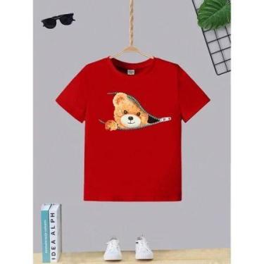 Imagem de Blusa Manga Curta T-shirt Camiseta Infantil Juvenil Teen Urso Zíper Mo