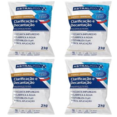 Imagem de Kit 4 Clarificante Sulfato + Barrilha 2kg Astralpool Piscina