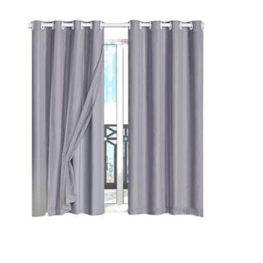 Imagem de Cortina Veda Luz Blackout Blecaute PVC Com Tecido Voil Para Janela e Porta(Cinza-280x180)