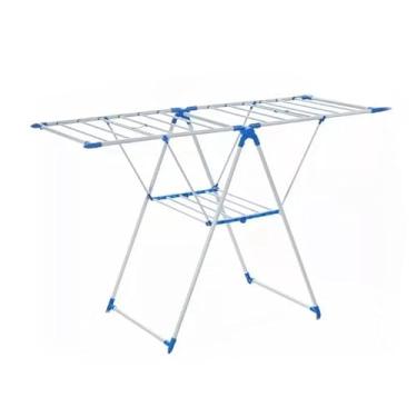 Imagem de Varal De Chão 3 Andares Dobrável Retrátil Aço 4 Rodas(Azul XL3984)