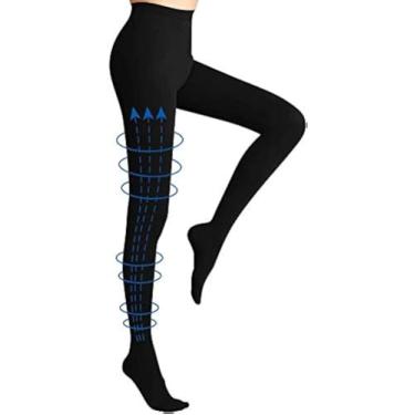Imagem de Meia-calça de compressão feminina 20-30 mmHg, meia de pressão graduada com apoio para os dedos dos pés para mulheres e homens, ajuda a aliviar varizes veias inchaço, edema (preto, 2GG)