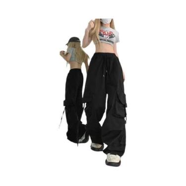 Imagem de Calça Cargo Feminina Vintage - Cintura Elástica e Perna Larga - Estilo