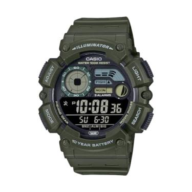 Imagem de Casio Série WS-1500H | Relógio digital masculino | (verde) | 100 m WR | Iluminador LED | Fase da lua | Gráfico de pesca | Calendário de data | Cronógrafo de 100 SEC | Alarme | Tempo duplo, Verde