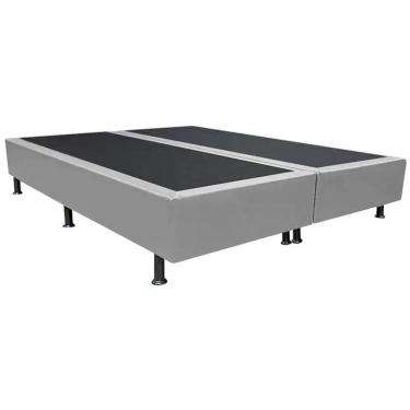 Imagem de Base Box Bipartida Casal Universal em Corino 37x188x138 Cor Cinza