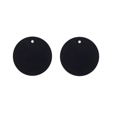 Imagem de Descanso de Panela Silicone Suporte Redondo Preto 2un