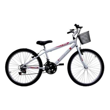Imagem de Bicicleta Aro 24 Infantil Saidx Premium 18 Velocidades, Freio V-Brake, Masculina e Feminina (Branco)