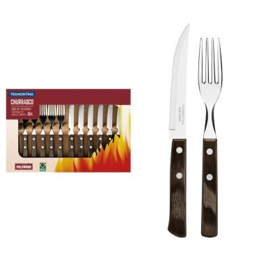 Imagem de Jogo de Talheres Churrasco 12 Peças Inox/Castanho Tramontina