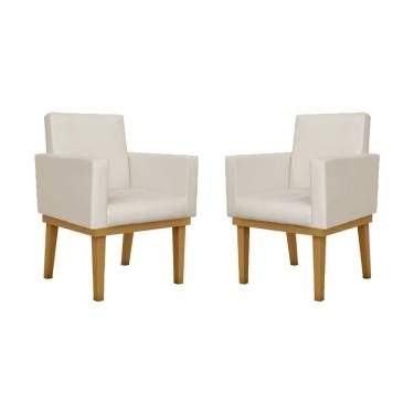 Imagem de Kit 02 Cadeiras Escritório Reforçadas Courino Cor bege