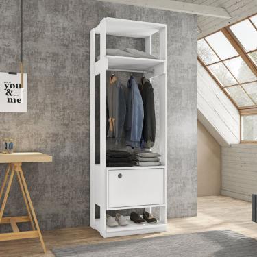 Imagem de Closet Modulado 1 Cabideiro 1 Porta Titan Espresso Móveis Branco Velluto