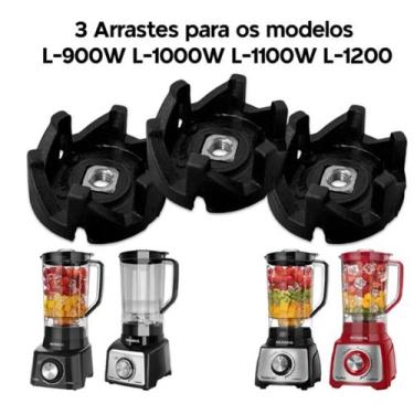 Imagem de 3 Arrastes Copo Liquidificador Mondial L-99 L-850 L-900 L-1000 L-1200 