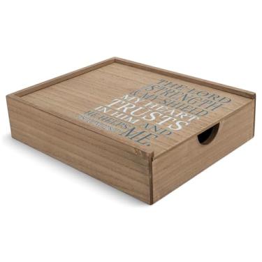 Imagem de Cottage Garden The Lord Is My Strength Psalm 28:7 11,75 x 9,5 polegadas marrom MDF madeira lembrança caixa de memória