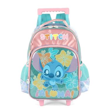 Imagem de Mochila Rodas Stitch Disney Escolar 16" Infantil Meninas