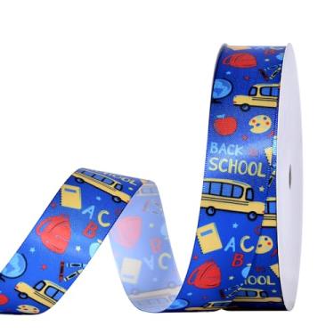 Imagem de YAMA Fita de cetim de volta às aulas para artesanato, fita de cetim fina para presentes Tema escolar colorido para agradecimento do professor Embrulho de presente 2,5 cm x 10 jardas